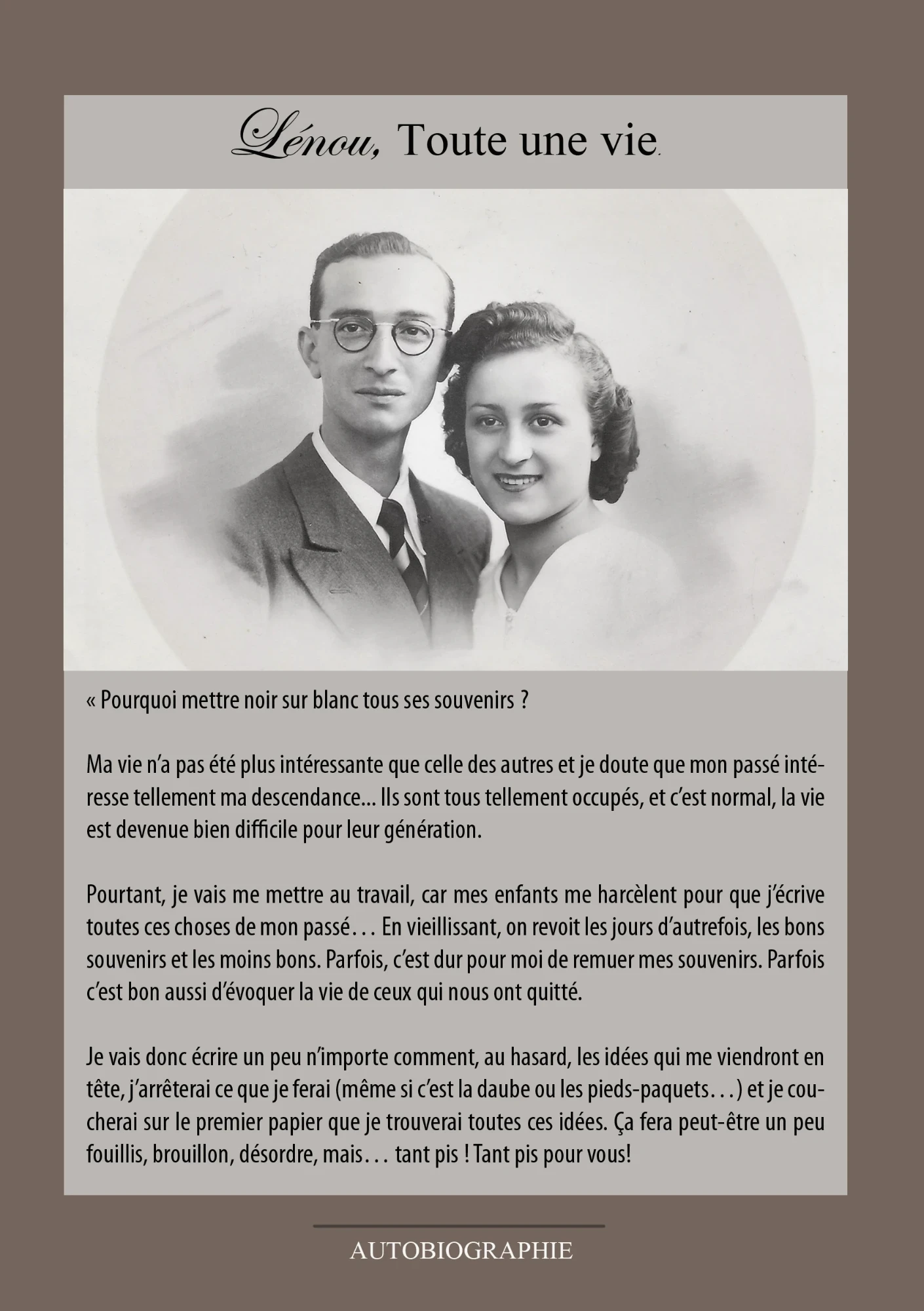 Quatrième de couverture de « Lénou, toute une vie »
